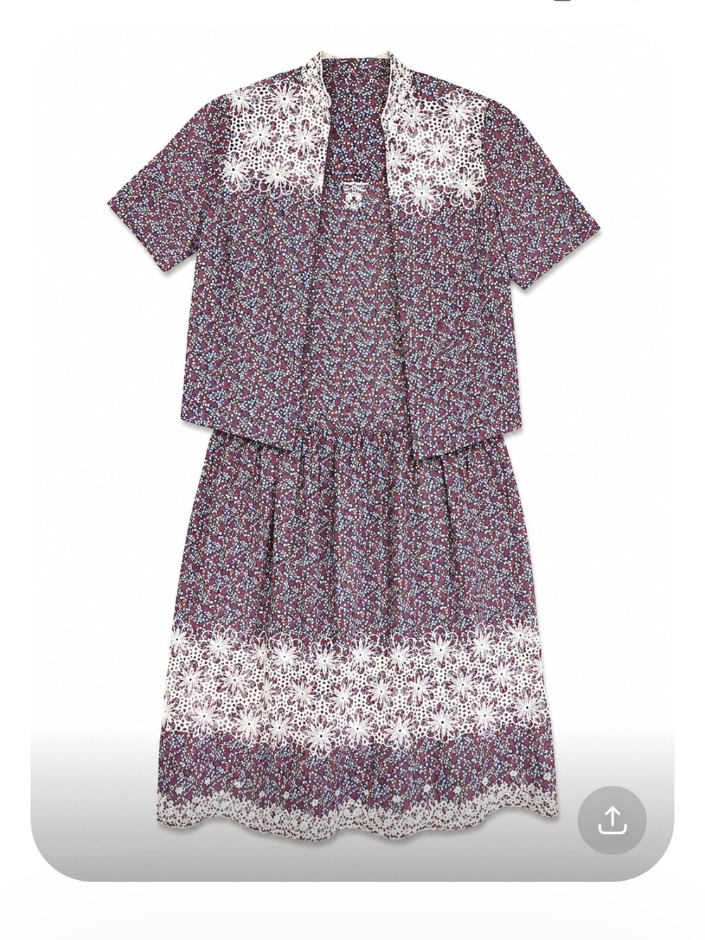 Vintage Handmade Floral Cottagecore Matching Set Prairie  Calico Floral Dress